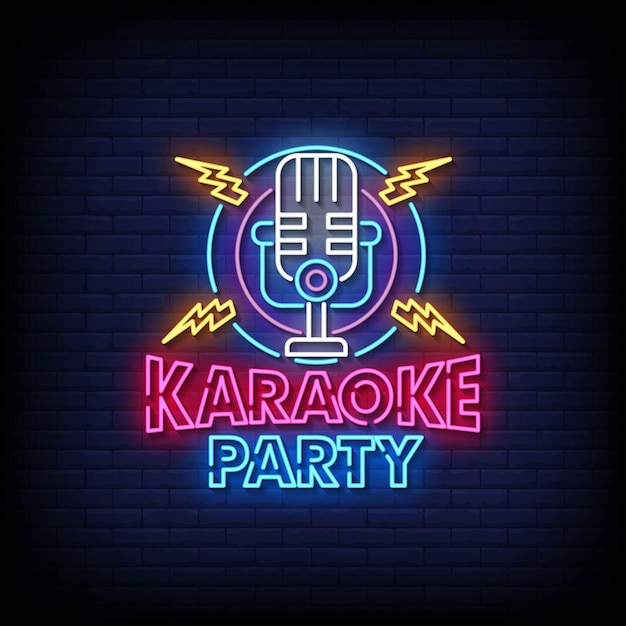 Vector karaoke party neon signs style text vector