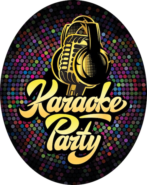 Karaoke party Vector gekleurde sjabloon met koptelefoon en microfoon Abstracte achtergrond
