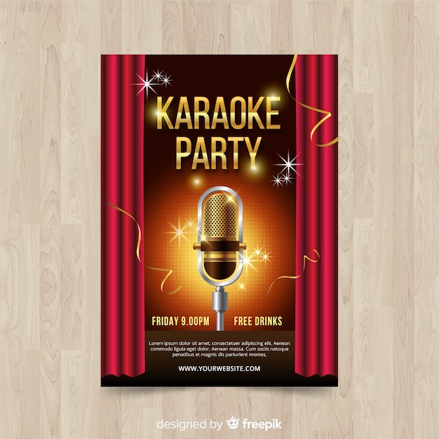 Vector karaoke poster sjabloon realistische stijl