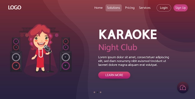 Vettore modello di sito web di karaoke