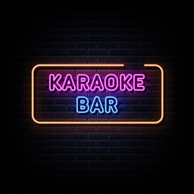 Karaokebar neonreclames vector Ontwerpsjabloon neonreclame