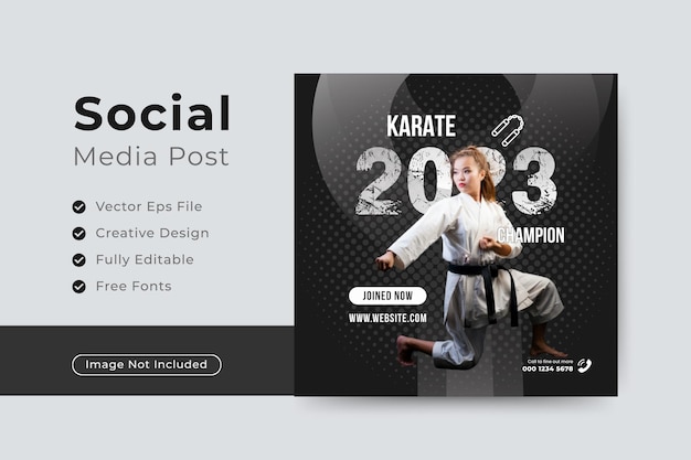 Karate athlete young boy flyer social media post template