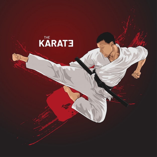 karate atleet kick vliegen