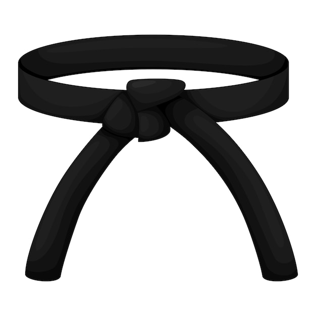 Vettore cintura da karate colore nero isolato su sfondo bianco icona del design dell'arte marziale giapponese in stile piatto illustrazione vettoriale