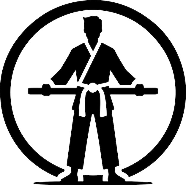 Karate belt icon met minimale man vector silhouet zwarte kleur silhouet 2