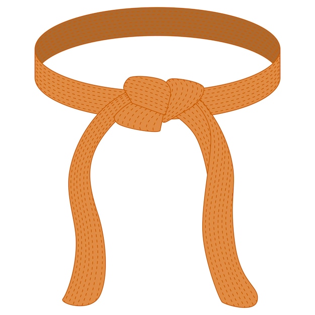 Пояс каратэ оранжевого цвета изолирован на белом фоне Дизайн иконы японского боевого искусства в плоском стиле