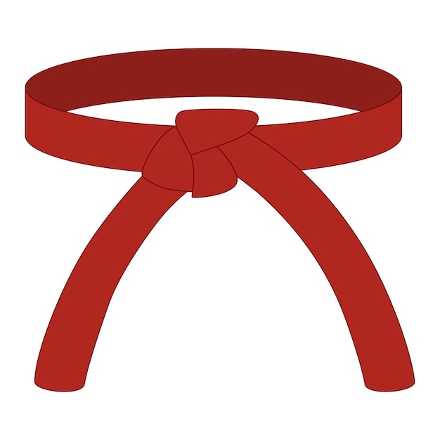 ベクトル 白い背景に分離された空手ベルト赤い色フラットスタイルの日本の武道のデザインアイコン