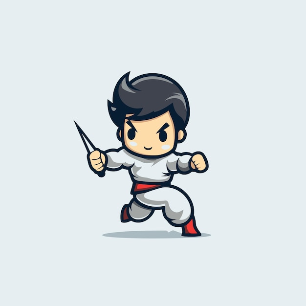 Karate Boy Cartoon Mascot Character Vector Illustration Design