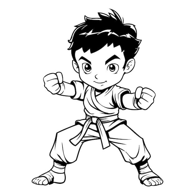 Karate Boy Cartoon Mascot Character Vector Illustration Graphic Design