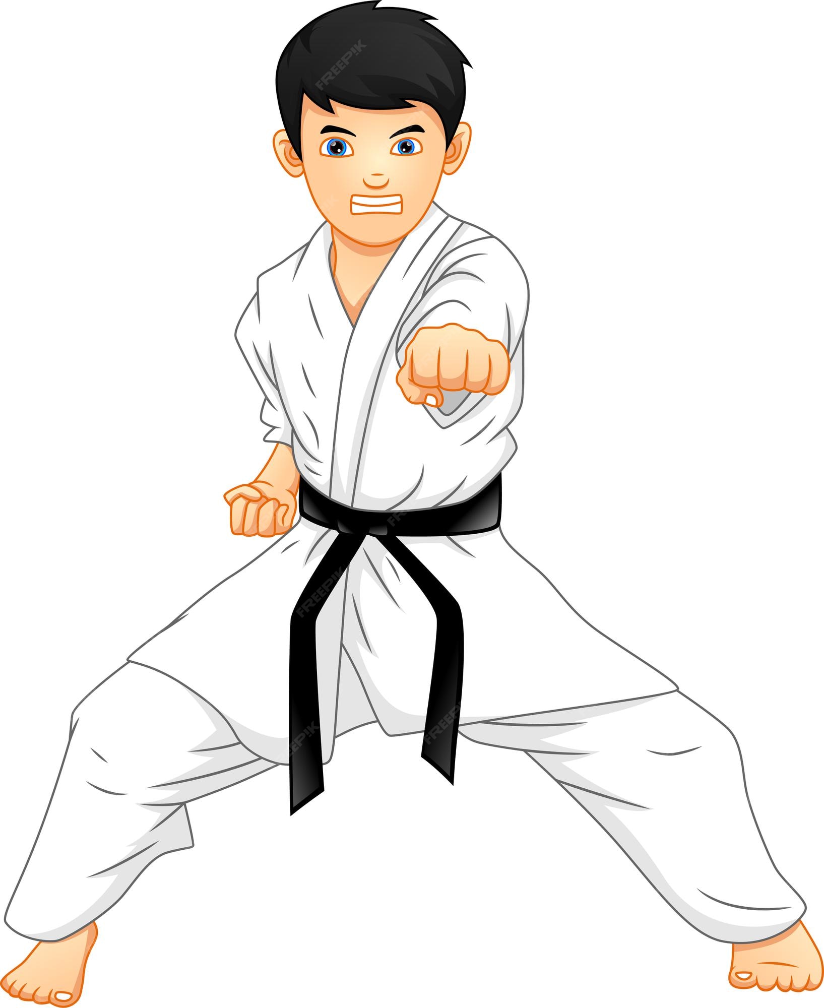 Premium Vector | Karate boy cartoon