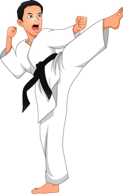 Vector karate boy cartoon