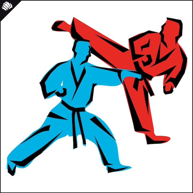 Karate embleem Martial art gekleurde symbool ontwerp Vector EPS