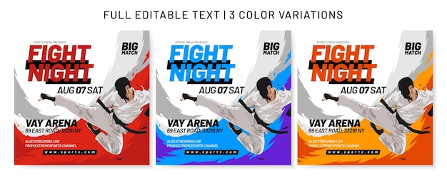 Vector karate fight social media post