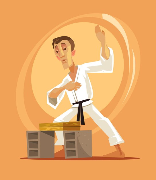 Vector karate fighter man character cartoon illustration