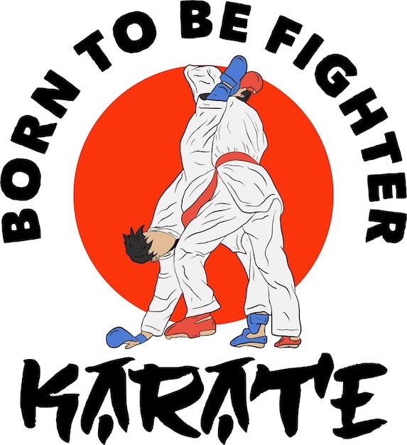 karate illustration vector design. foreign language means karate. avaible for any printing product