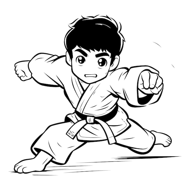 Karate jongen in kimono Vector illustratie klaar voor vinyl snijden