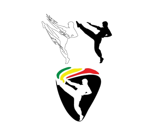 Karate judo e silhouette logo disegno vettoriale