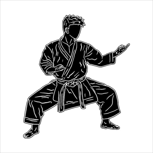 Vector karate kata pose silhouet vector