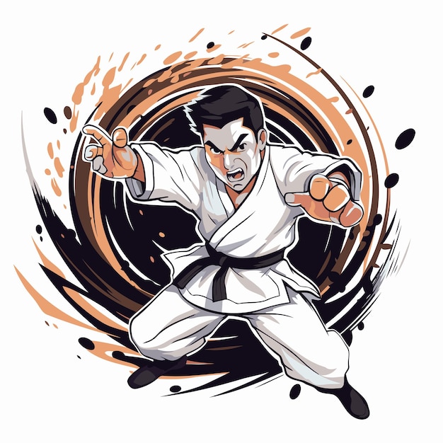 Karate kata vechter vector illustratie vechtkunsten sportontwerp