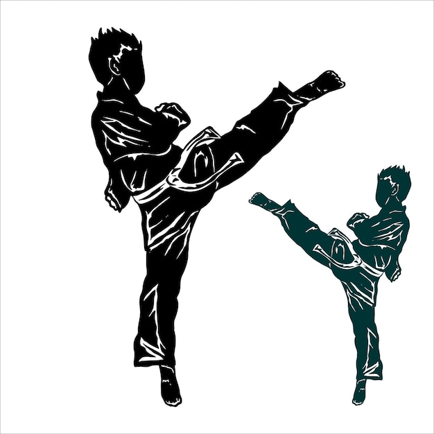 Vector karate kick icon logo vector