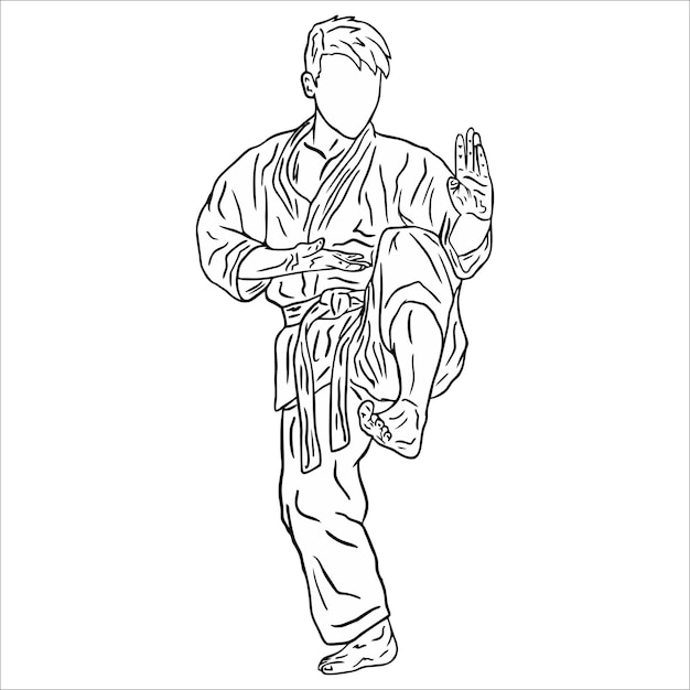 Karate kick and poses of karate techniques Martial arts This vector illustrates several poses