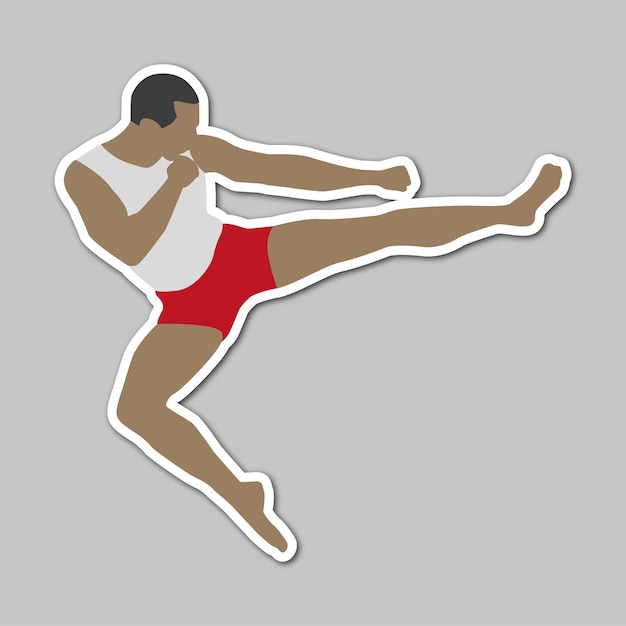 karate kicking pose martial art editable vector sticker