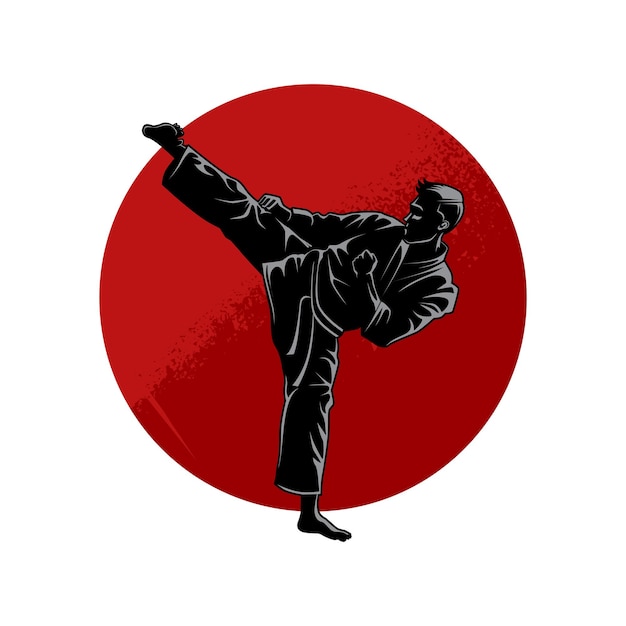 Karate logo ontwerp Karate vechtkunst Strijder Illustratie vector