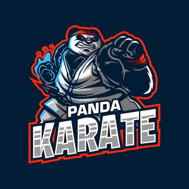 Fumetto del logo della mascotte del panda di karate