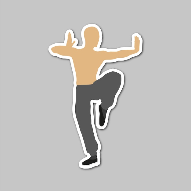 Karate pose martial art editable vector sticker