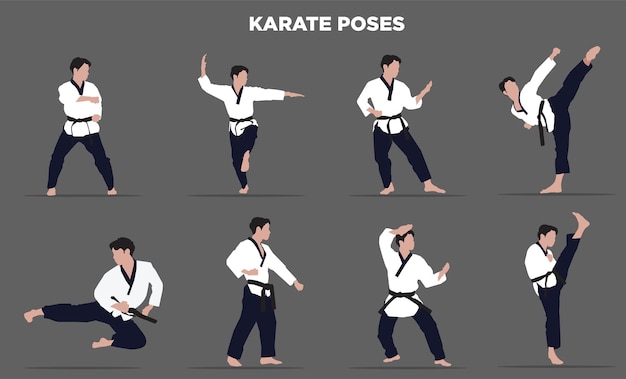 Premium Vector | Karate poses illustration