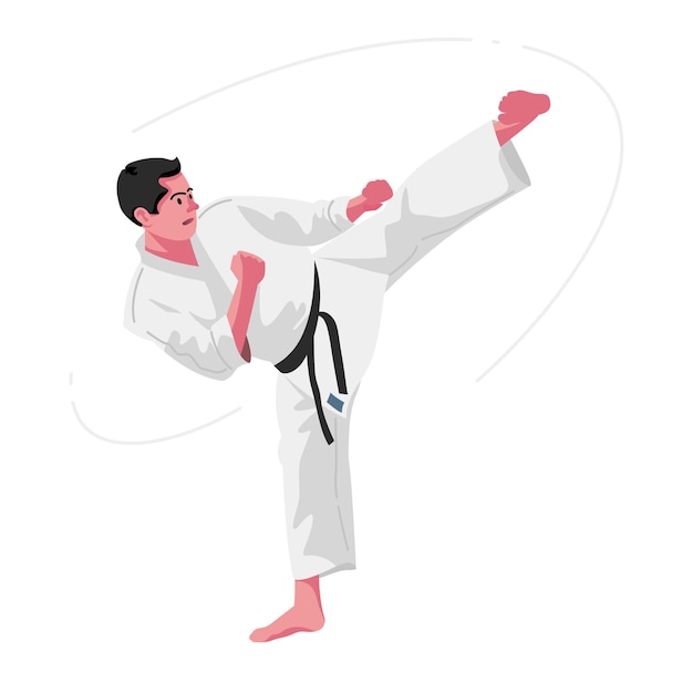 Vettore combattente asiatico dello sportivo di karate. illustrazione vettoriale