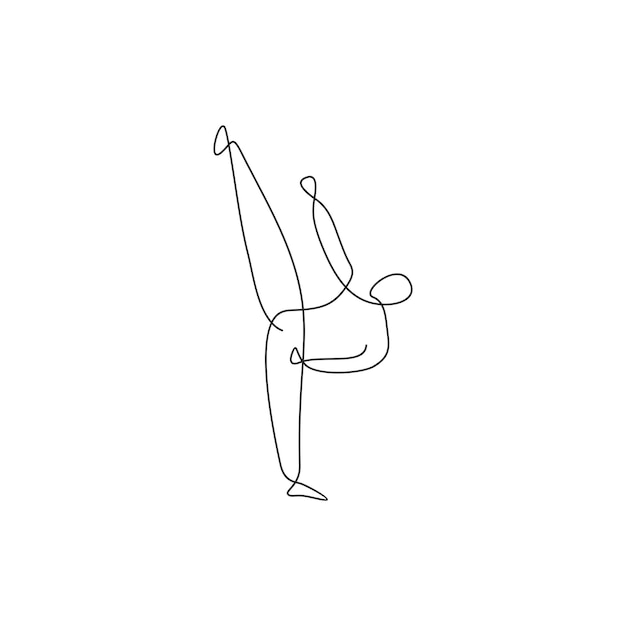 Vector karate taekwondo player singleline art drawing continuous line illustration abstract