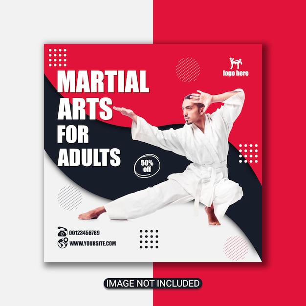 Karate training center or martial arts or boxing training center flyer design premium vector