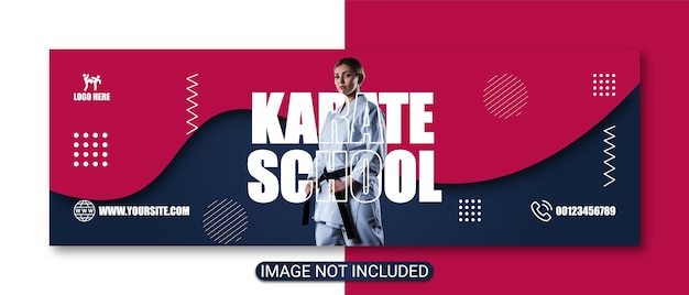 Karate training cover and special training center or martial arts flyer design premium vector