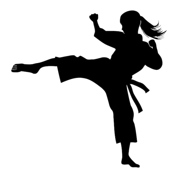 Karate woman fighter silhouette Vector illustration