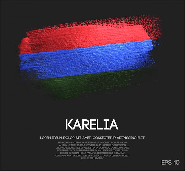 Karelia Flag Made of Glitter Sparkle Brush Paint