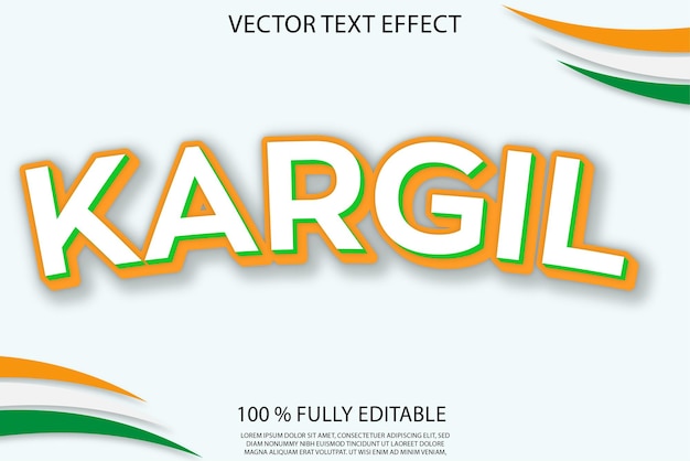 Kargil Vijay diwas 3d テキスト効果デザイン