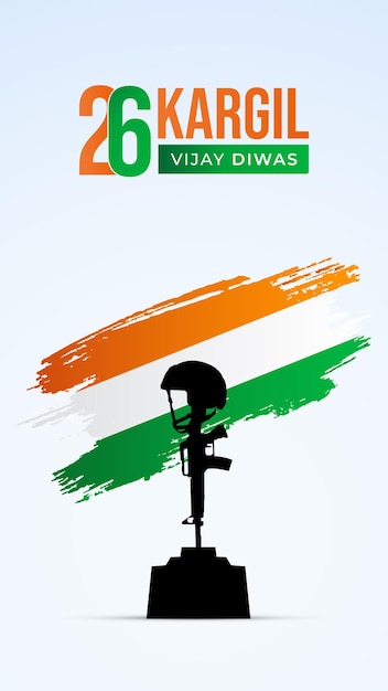 Kargil Vijay Diwas Design Concept with Indian Flag and Army stories template