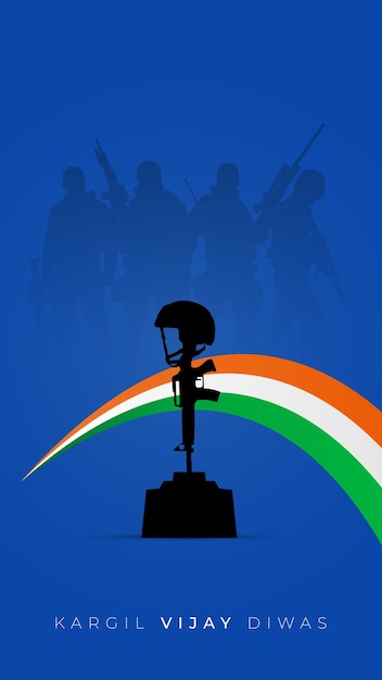 Kargil vijay diwas design concept with indian flag and army stories template