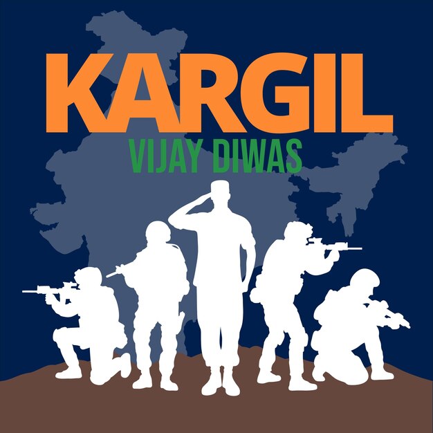 Патриотический плакат с картой Kargil vijay diwas