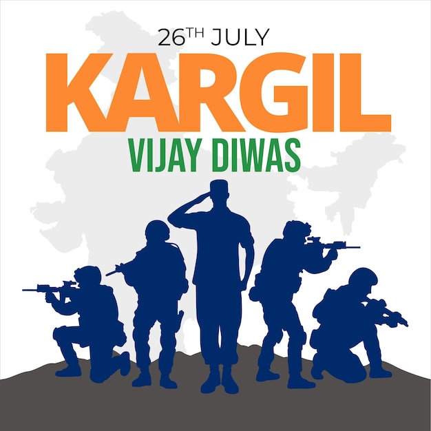 Kargil vijay diwas patriotic poster with nation map