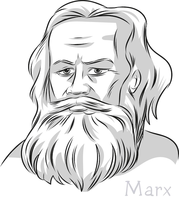 Vector karl marx philosopher hand drawn line art portrait illustration