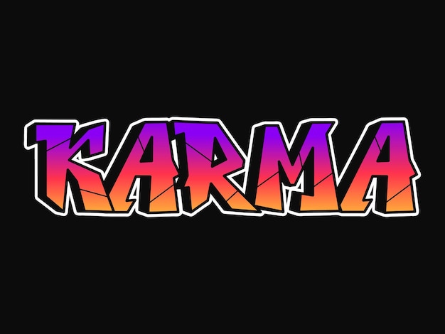 Karma word trippy psychedelic graffiti style letters