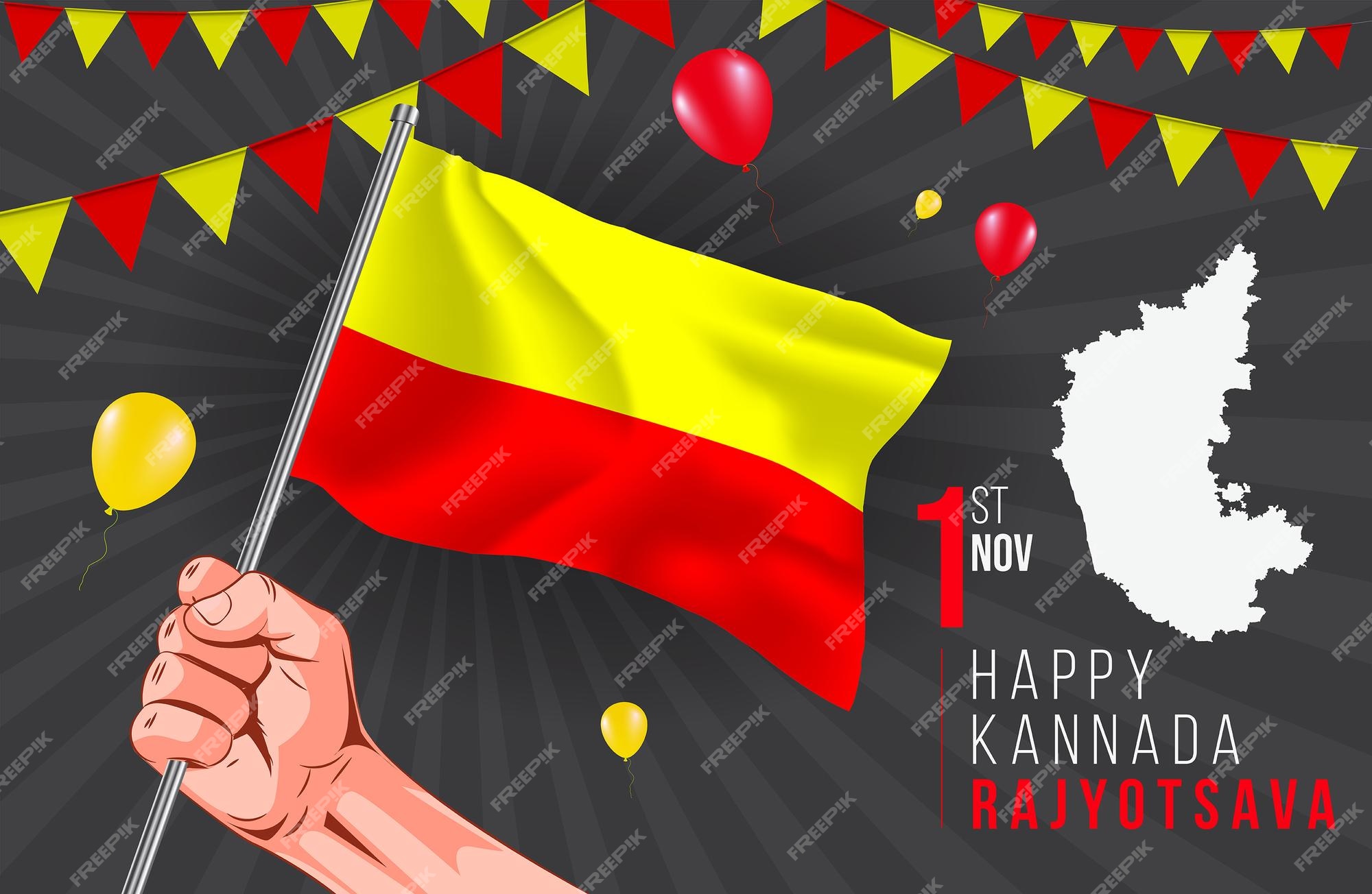 Premium Vector | Karnataka formation day, kannada rajyotsava creative  concept, hand holding karnataka flag