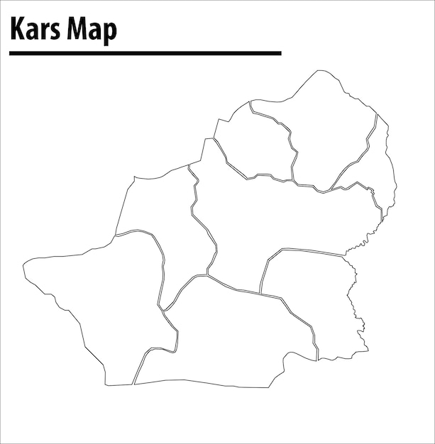 Kars map illustration vector city of turkey