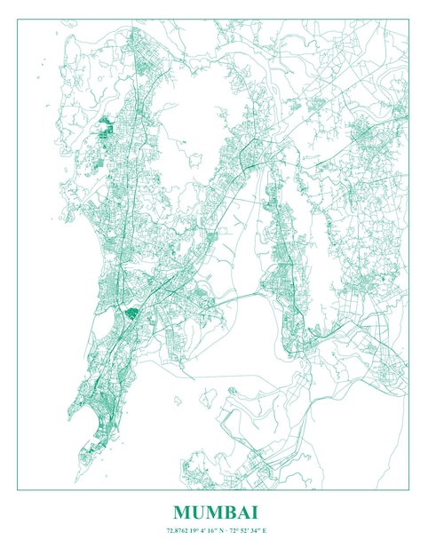 Vector kartelkaart van mumbai in india