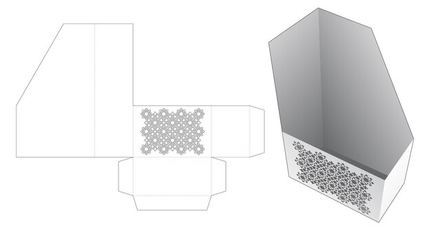 Kartonnen documentdoos met gestencild arabisch patroon gestanst sjabloon en 3d-mockup