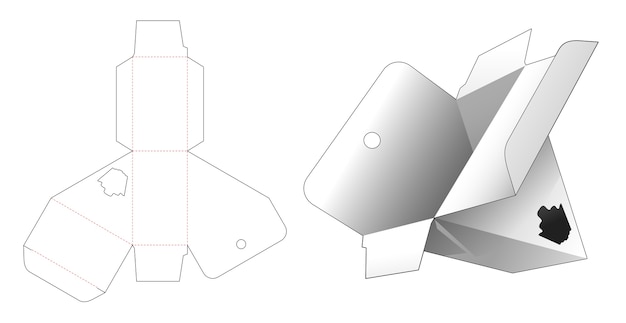 Kartonnen driehoekige hangende doos met gestanst raamsjabloon
