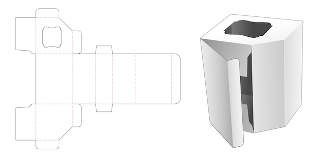 Kartonnen hoekdoos met gestanst sjabloon voor zijruiten