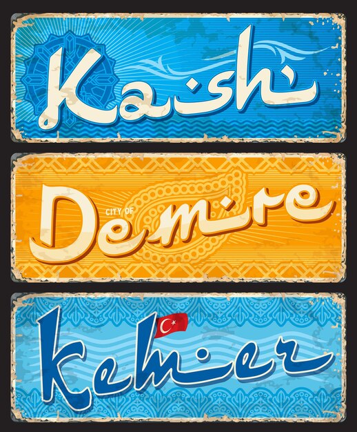 Vector kash demre kemer turkish city travel stickers